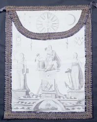 Masonic apron depicting faith, hope and charity
