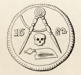 Masonic seal of the Carpenters of Maastricht, dated 1682, from “The History of Freemasonry, volume II”, published by Thomas C. Jack, London, 1883