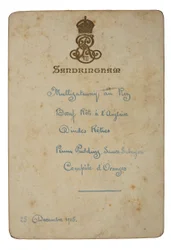 Menu for Christmas Day at Sandringham
