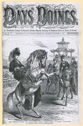 Miss Georgina Sanger, the well-known female horse-tamer, at present performing at Astleys New Royal Amphitheatre