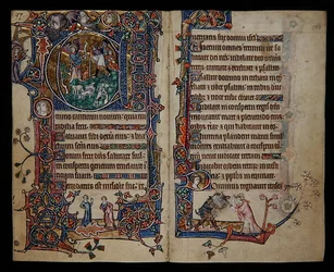 The Annunciation to the Shepherds, historiated initial 