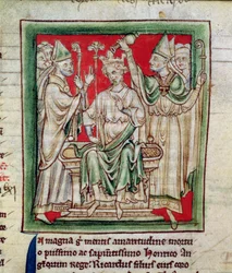 Richard I (1157-99), miniature from Flores Historiarum, by Matthew Paris, 1250-52