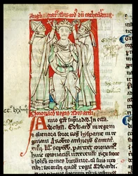 Edward I (1239-1307), miniature from Flores Historiarum, by Matthew Paris, 1250-52