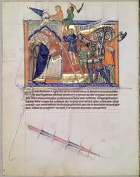 The Divine Warrior Leading an Army Against Those Who Attack the Faithful, from the Gulbenkian Apocalypse, c.1265-70