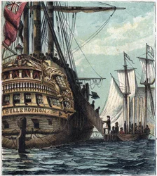 Napoleon I is Delivered to the English. Boarding from Napoleon to Sainte-Helene Aboard the Bellerophon on July 15