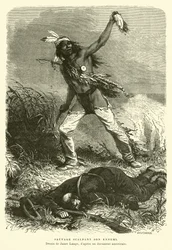 Native American Holding Up the Scalp of His Enemy