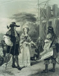 Nell Gwynn persuading Charles II to build a hospital