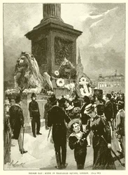 Nelson Day: Scene in Trafalgar Square, London