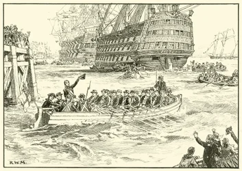 Nelson Boards His Flagship at Portsmouth