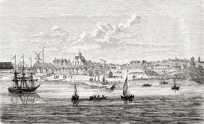 New Amsterdam, a 17th-century Dutch settlement on the southern tip of Manhattan Island, America, from Ward and Lock