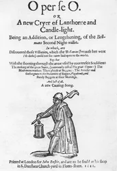O per se O, or A New Cryer of Lanthorne and Candle-Light, Title Page from a Book, Printed by John Busbie
