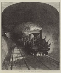 Opening of the Mont Cenis Tunnel, the First Train (engraving)