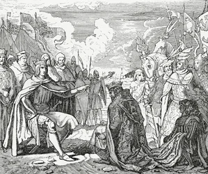 Ottokar II of Bohemia pays homage to Rudolph I, King of Germany in 1276, 1882