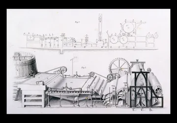 Paper Making Machine from Cyclopaedia of Useful Arts & Manufactures, edited by Charles Tomlinson, c.1880s