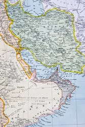 Partial Map of the Middle East showing the Red Sea, Persian Gulf and Horn of Africa in the 1890s, from 