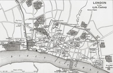 Plan of London in the 13th Century, from 