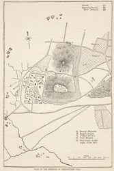 Plan of the Defence of Seetabuldee Hill, illustration from Cassell