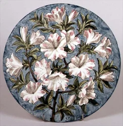 Plate with Azaleas, Exhibited at the Paris Exhibition