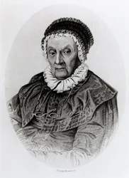 Portrait of Caroline Herschel at the Age of 92, engraved by Joseph Brown