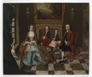 Portrait of a family in an interior, thought to be the Roubel family