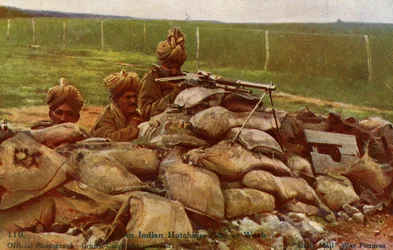 Postcard - An Indian Hotchkiss Gun at Work