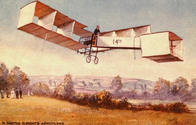 Postcard depicting the Santos-Dumont 14-bis aeroplane, c. 1910