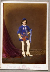 Postcard with boy in Medieval costume