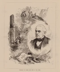 Portrait of Auber and View of his Tomb