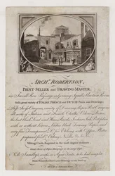 Archibald Robertson Printseller and Drawing Master, trade card