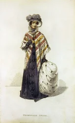 Promenade dress, fashion plate from Ackermann