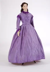 Purple day dress, 1860s