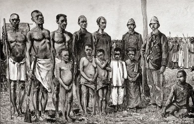 Pygmy Natives as Compared with English Officers, Sudanese and Zanzibaris, 1890