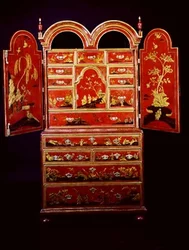 Queen Anne Double Domed Cabinet on Chest with Doors Open