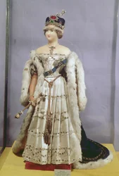 Queen Victoria (1819-1901) doll dressed in her Coronation Robes, c. 1840