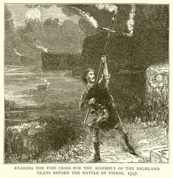 Rearing the Fire Cross for the Assembly of the Highland Clans before the Battle of Pinkie, 1547