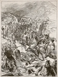 Repulse of the English at Corwen (Illustration from Cassell