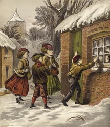 Rich Children Visiting Poor Children at Christmas