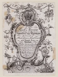 Richard Severn, Jeweller and Toyman, Temple Bar, London, Trade Card