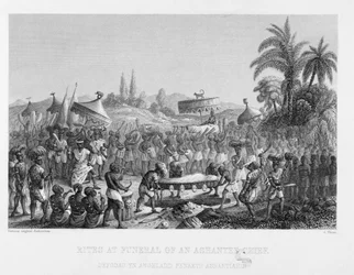 Rites at Funeral of an Ashantee Chief, engraved by A. Thorn, from World Religion