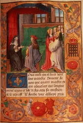 Abbess and Her Pupil Surrounded by a Group of Ladies Listening (from Letters of Abbess Heloise, c.1500)