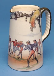 Royal Doulton jug with old English football scenes (ceramic)