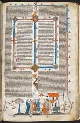 King defending his Palace and marginal decoration, illustration from the 