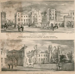 Ruins of the Houses of Parliament as They Appeared on the Morning after the Conflagration
