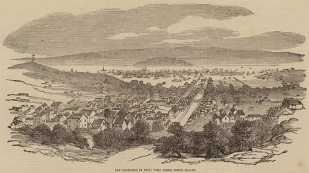 San Francisco in 1851, with Yerba Buena Island