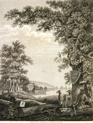 Ship builders in the New Forest, engraved by C.Sheringham for Percival Lewis