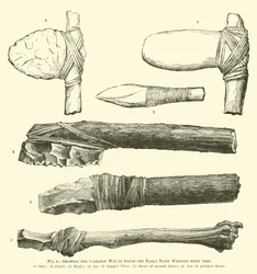 Showing the probable way in which the Early Flint Weapons were used
