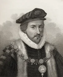 Sir Christopher Hatton, engraved by Bocquet, illustration from 
