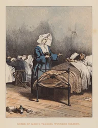 Sister of Mercy tending wounded soldier