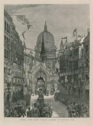 Sketch from Fleet Street looking up Ludgate Hill