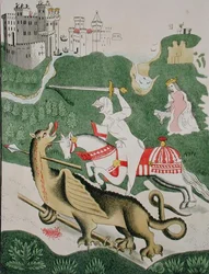 St. George with the Dragon, from the Chapel of the Trinity at Stratford Upon Avon, Warwickshire